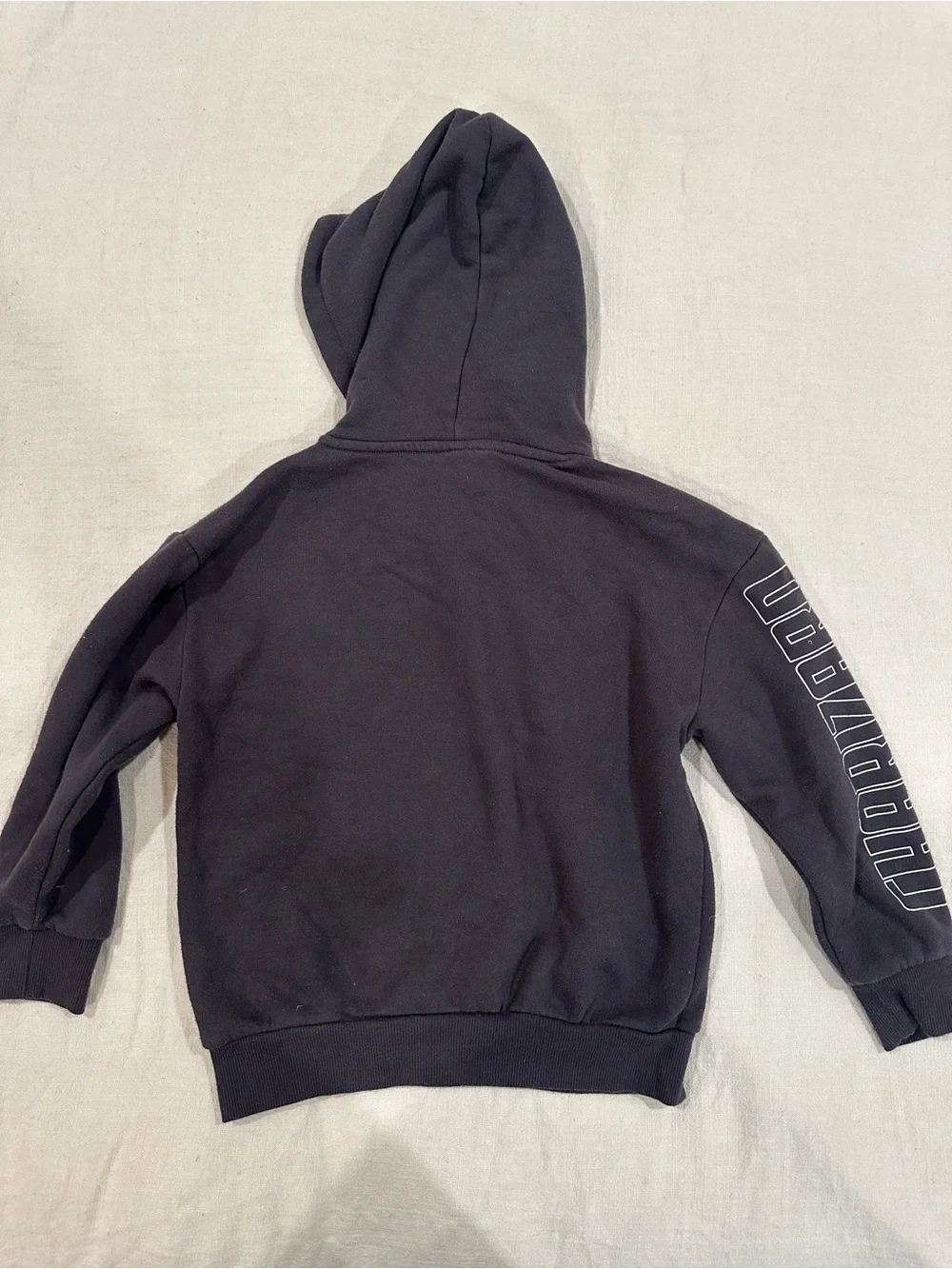 Black Kids Pullover Hoodie with Flame Sleeve and Dragon Graphic